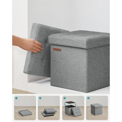 Skladací taburet s úložným priestorom 30×30 cm – svetlo šedý