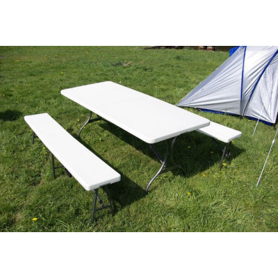 Skladací záhradný stôl Garth + 2 lavice