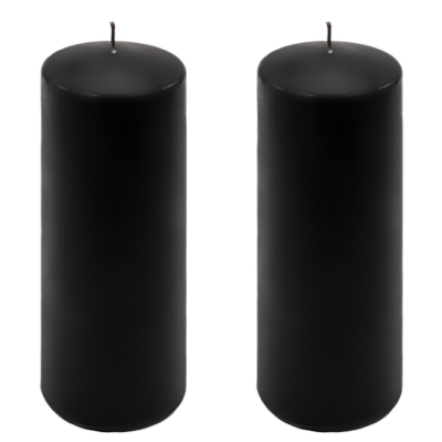 Čierna parafínová sviečka 20 cm, doba horenia 80 hodín, 2 ks