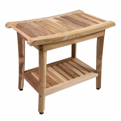 Kúpeľňová stolička DIVERO SECO s policou, teakové drevo