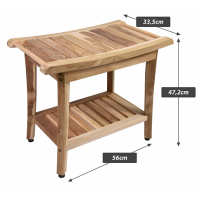 Kúpeľňová stolička DIVERO SECO s policou, teakové drevo