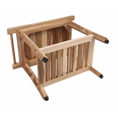 Kúpeľňová stolička DIVERO SECO s policou, teakové drevo