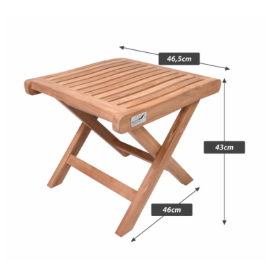 Skladacia stolička z teakového dreva prírodný dizajn 43 cm