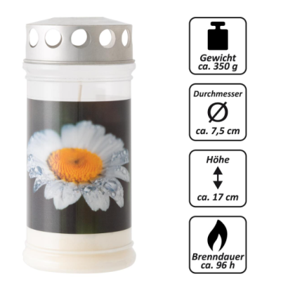 Plastová hrobová sviečka „kvetina“, sada 3 ks, 17 cm