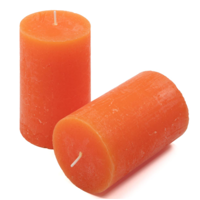 Oranžové rustikálne stĺpové sviečky 6,8x11,5 cm – sada 6 ks