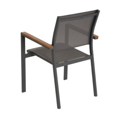 Stohovateľné záhradné stoličky s hnedými opierkami, sada 2ks