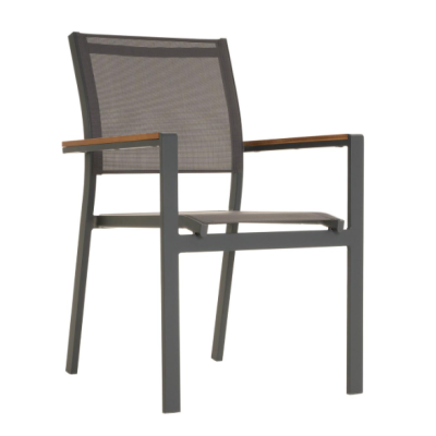 Stohovateľné záhradné stoličky s hnedými opierkami, sada 2ks