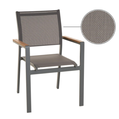 Stohovateľné záhradné stoličky s hnedými opierkami, sada 2ks