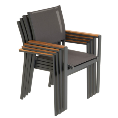 Stohovateľné záhradné stoličky s hnedými opierkami, sada 2ks