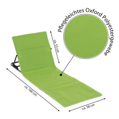 Polstrovaná plážová podložka s operadlom, zelená,skladateľne
