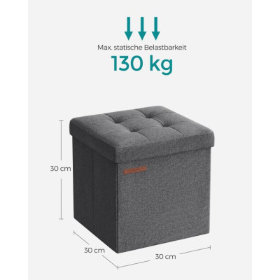 SONGMICS taburet 30×30 cm, úložný box, sivý