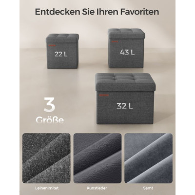 SONGMICS taburet 30×30 cm, úložný box, sivý