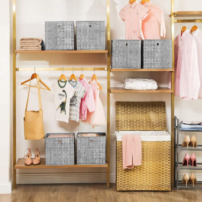 Sada 6 úložných boxov 30×30×30 cm, sivá melange