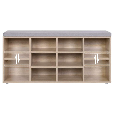 VASAGLE botník s lavicou a 10 priehradkami, dub,104×30×48 cm