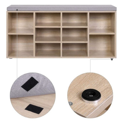 VASAGLE botník s lavicou a 10 priehradkami, dub,104×30×48 cm