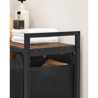 Triediaci kôš na bielizeň 3×38 l so stolíkom, čierny/hnedý