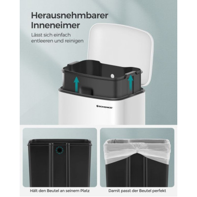 Kuchynský odpadkový kôš 30 l biely, pedál, tiché zatváranie