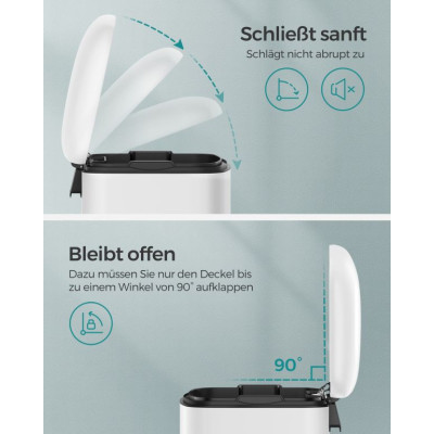 Kuchynský odpadkový kôš 30 l biely, pedál, tiché zatváranie