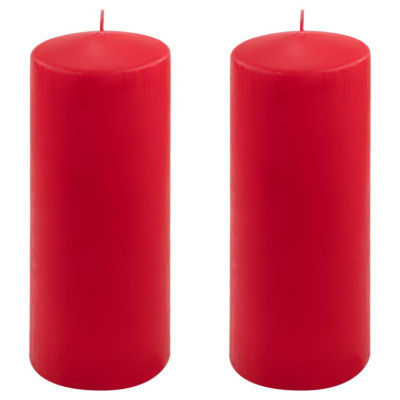 Sada stĺpových sviečok, 25 cm, Ø10 cm, červená, 2 ks