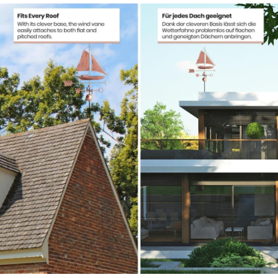 Dekoratívna medená koruhvička plachetnica, 135 cm