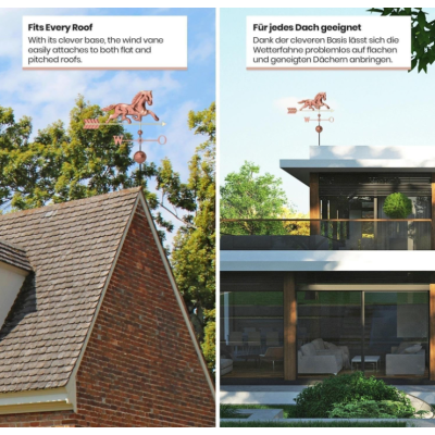 Dekoratívna medená koruhvička kôň, 118 cm