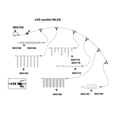 NEXOS diLED svetelný dážď 80 LED,teplá biela + napájanie