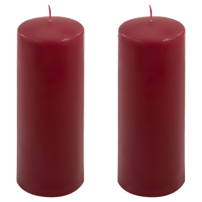 Sada sloupových svíček, 20 cm, Ø 7,5 cm, vínová, 2 ks
