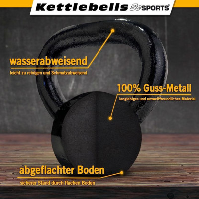 Liatinová kettlebell 8 kg čierna