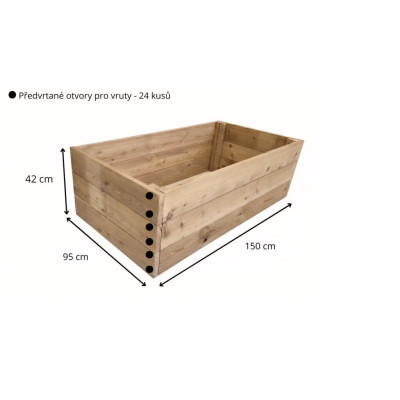 Drevený vyvýšený záhon, 156 x 95 x 42 cm