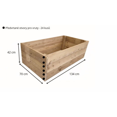 Drevený vyvýšený záhon, 134 x 70 x 42 cm