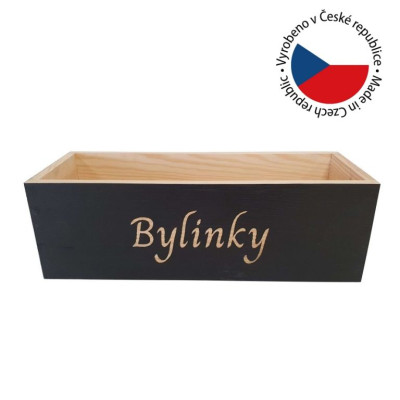 Drevený box na bylinky 34×13×11 cm, čierny, vyrobené ČR