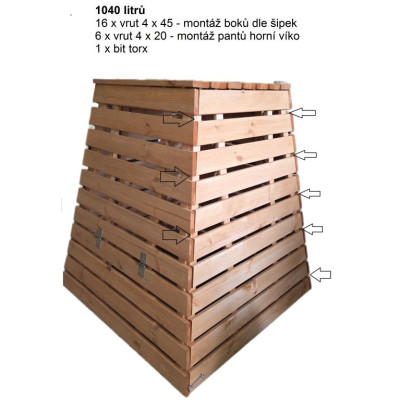 Drevený kompostér 1040 L pyramída, zelený