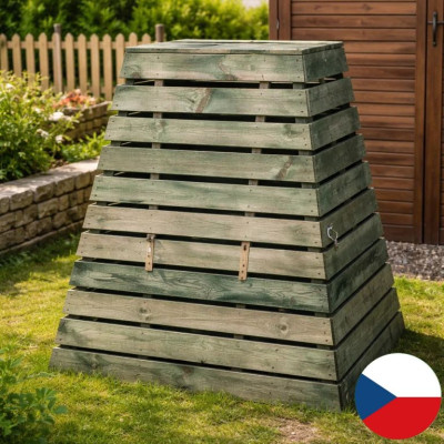 Drevený kompostér 800 L pyramída - česká výroba, zelený