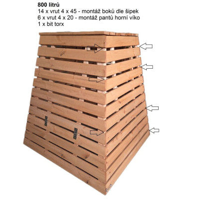 Drevený kompostér 800 L pyramída - česká výroba, zelený