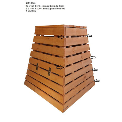 Drevený kompostér pyramída 430 l - česká výroba, zelený
