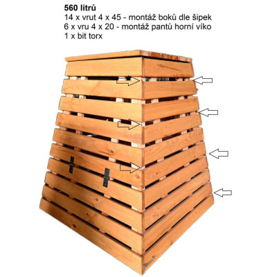Drevený kompostér 560 L pyramída - česká výroba