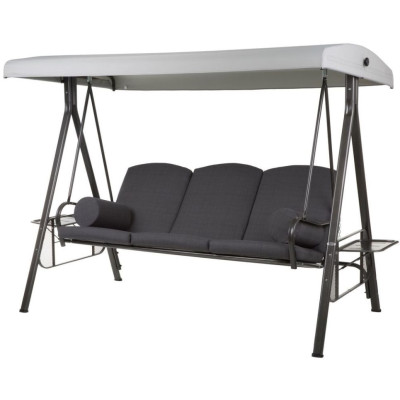 Hojdačka na záhradu pre 3 osoby, nastaviteľná, antracit