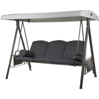 Hojdačka na záhradu pre 3 osoby, nastaviteľná, antracit