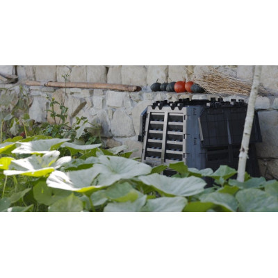 Ekologický kompostér 480 l, odolný plast, s vekom a dvierkam