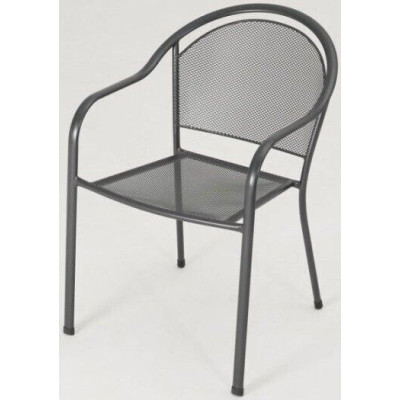 Stohovateľné záhradné kreslo z kovu, čierne, tahokov