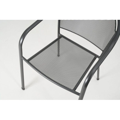 Stohovateľné záhradné kreslo z kovu, čierne, tahokov