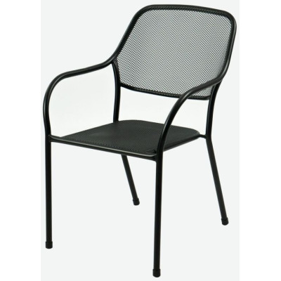 Kovové záhradné kreslo čierne, stohovateľné, 55x66x84 cm