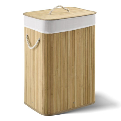 72 l bambusový košík na bielizeň s vekom a vreckom