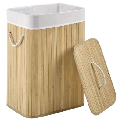 72 l bambusový košík na bielizeň s vekom a vreckom