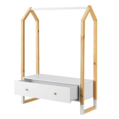 Otvorená skriňa so zásuvkou a policou