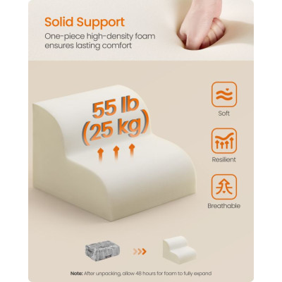 Schody pre psov s protišmykom, šedé, 2 stupne, 40x40x30 cm