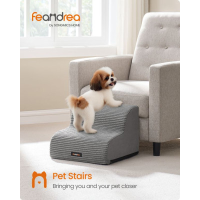 Schody pre psov s protišmykom, šedé, 2 stupne, 40x40x30 cm