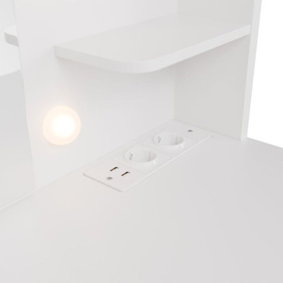 Toaletný stolík s LED zrkadlom a 7 zásuvkami, biely