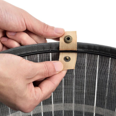 Kruhový bambusový košík na bielizeň, 55 l, s vekom a vreckom