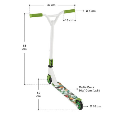 Detský freestyle kolobežka, biela/zelená